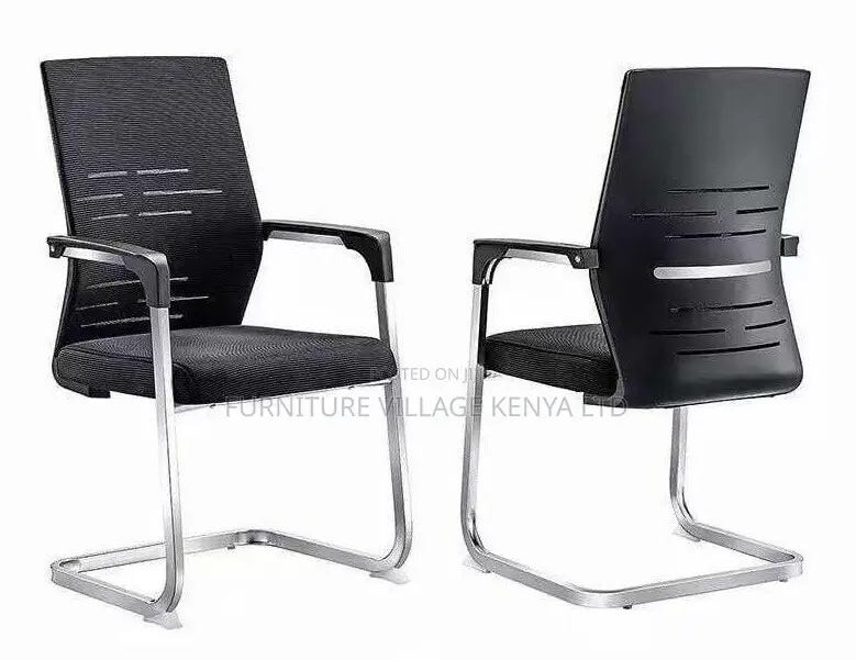 Office Chair; Armrests Mesh Mid Back Non Swivel Guest Seat