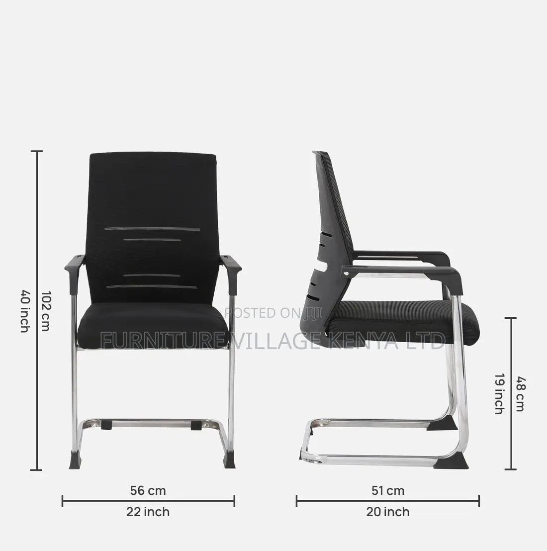 Office Chair; Armrests Mesh Mid Back Non Swivel Guest Seat