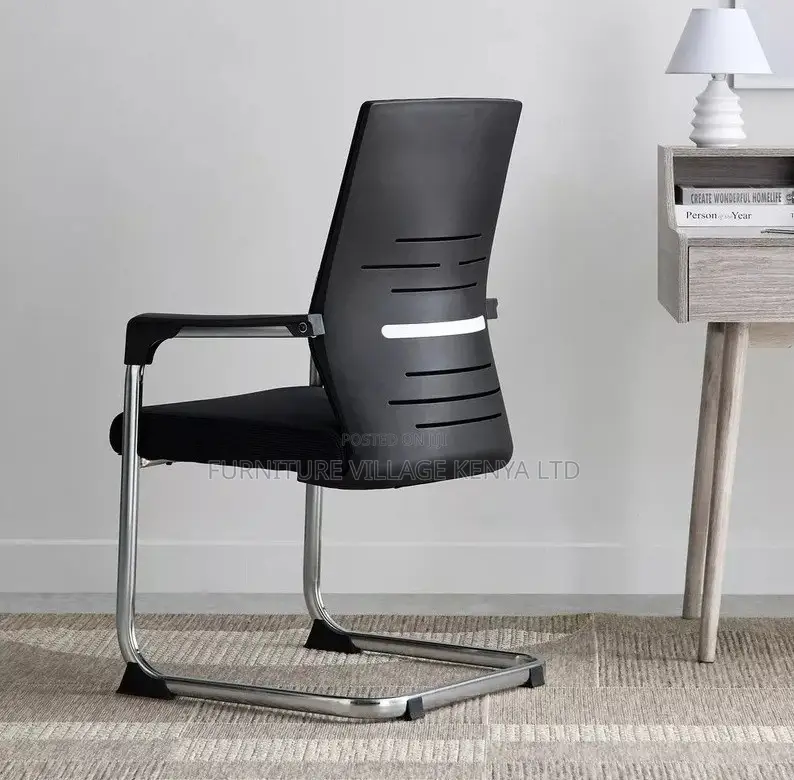 Office Chair; Armrests Mesh Mid Back Non Swivel Guest Seat