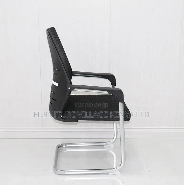 Office Chair; Armrests Mesh Mid Back Non Swivel Guest Seat