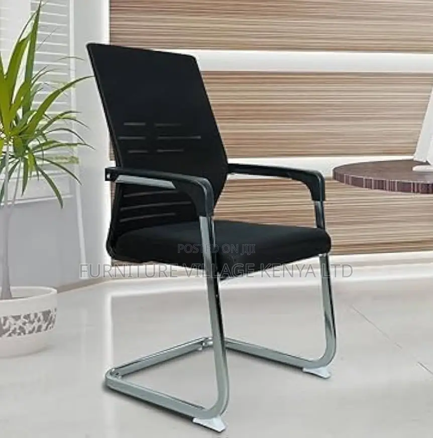 Office Chair; Armrests Mesh Mid Back Non Swivel Guest Seat