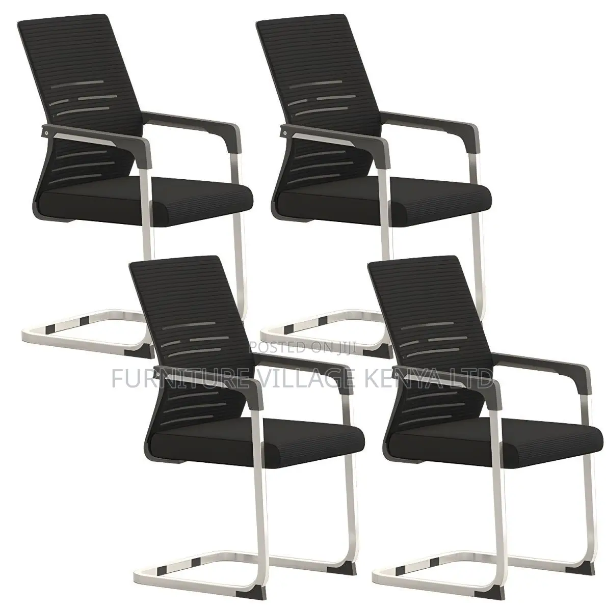 Office Chair; Armrests Mesh Mid Back Non Swivel Guest Seat