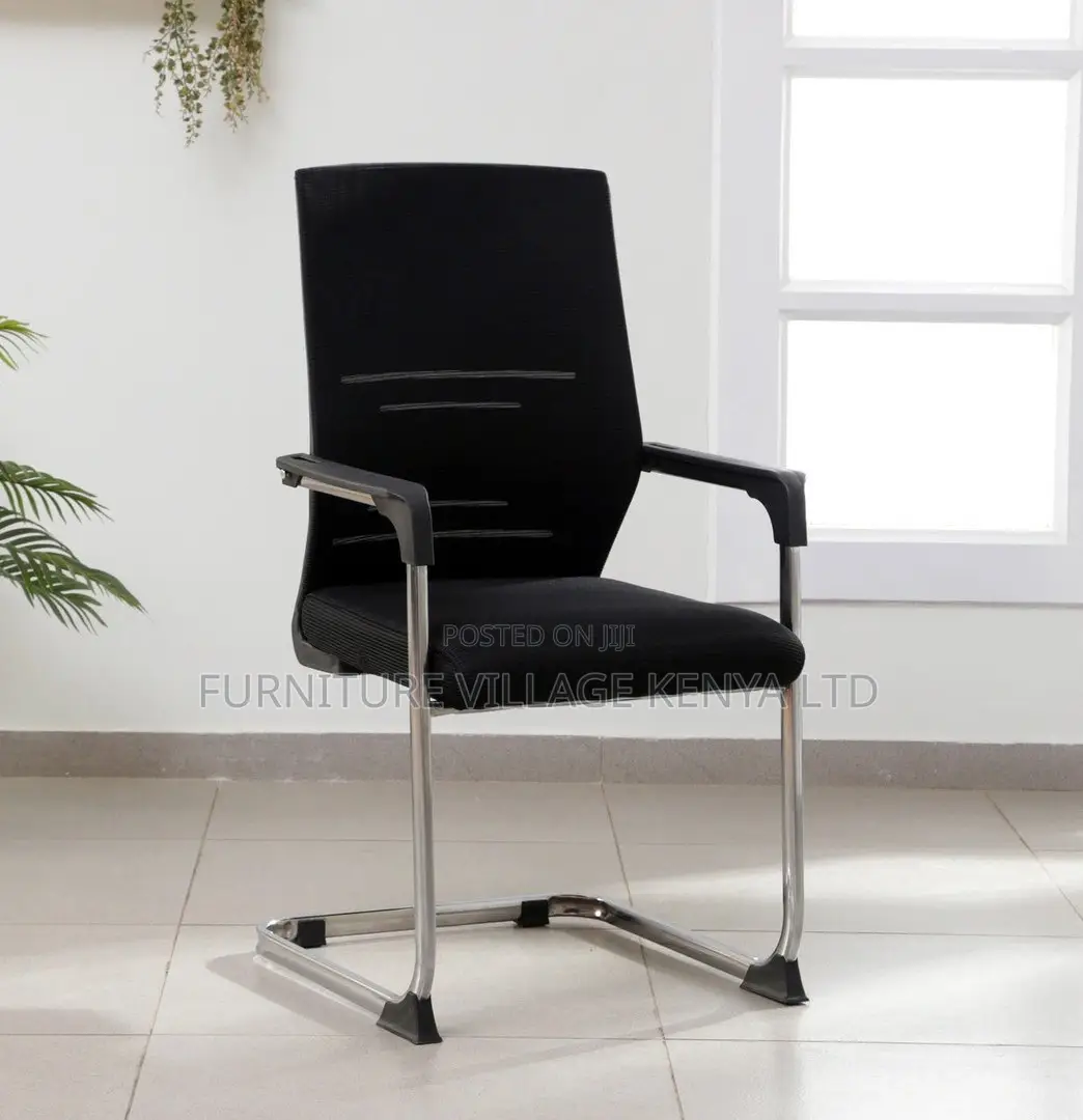 Office Chair; Armrests Mesh Mid Back Non Swivel Guest Seat