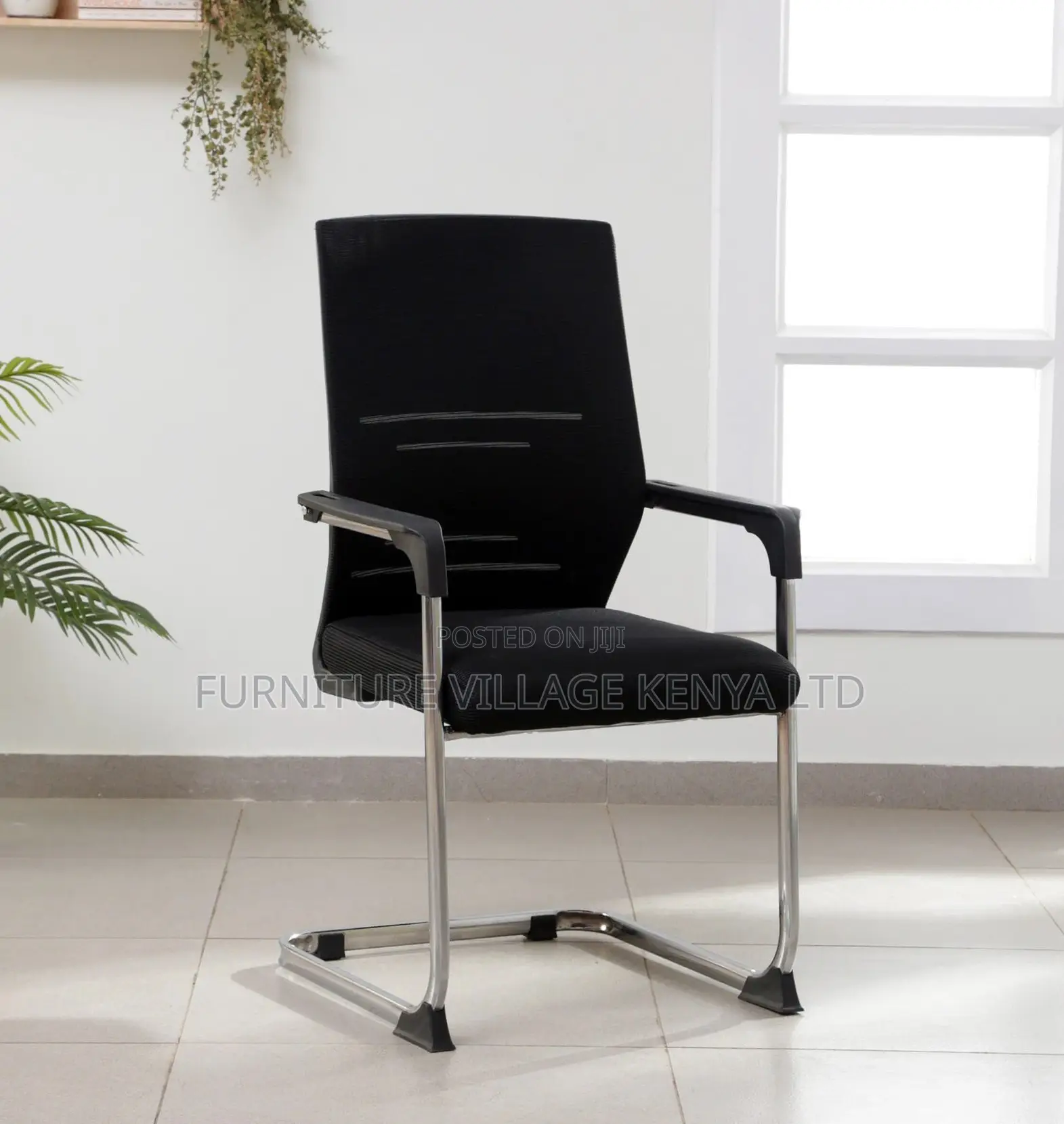 Office Chair; Armrests Mesh Mid Back Non Swivel Guest Seat