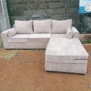 L Shape Cream and Gray With Spring Cushion