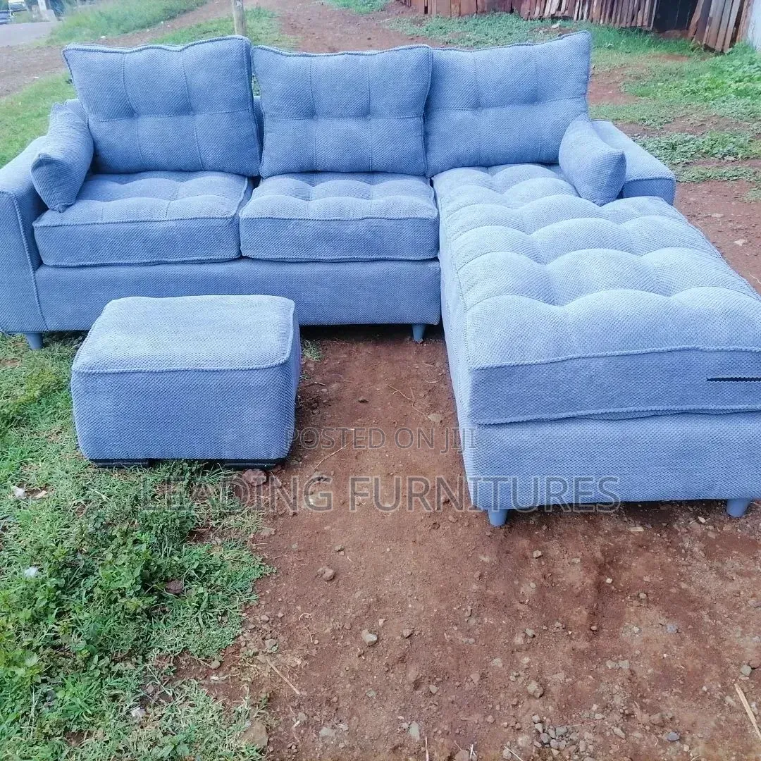 L Shape Cream and Gray With Spring Cushion