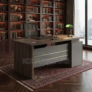 Office Desk; 1400mm Executive Wooden Top Polished Office Desk