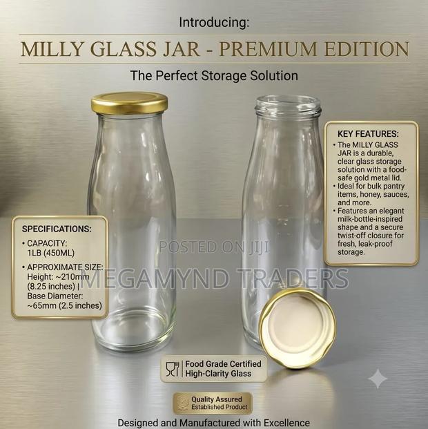 450ml Milly Glass Bottle / Glass Bottle With Lid