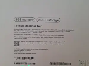 New Laptop Apple MacBook Neo 2026 8GB SSD 256GB