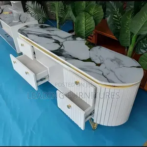 6fit Marble Top TV Stand in Color White