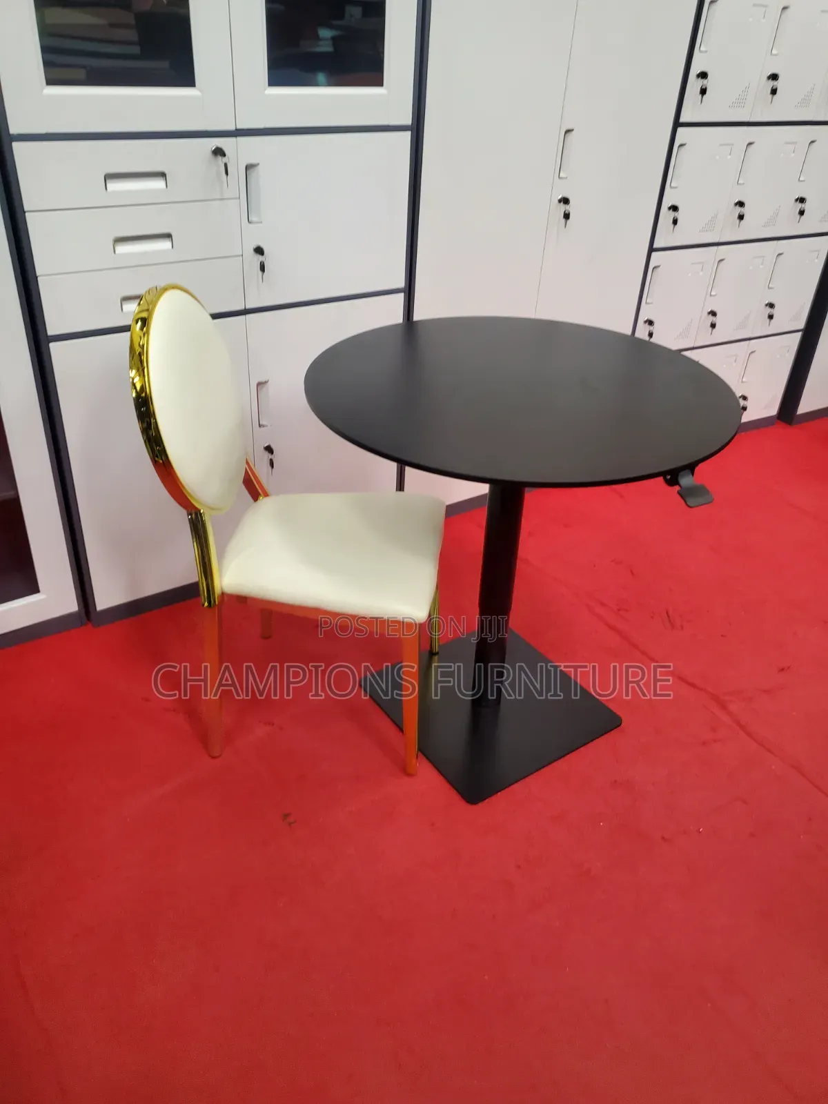 Adjustable Black Table and Medallion Chairs