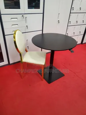 Adjustable Black Table and Medallion Chairs