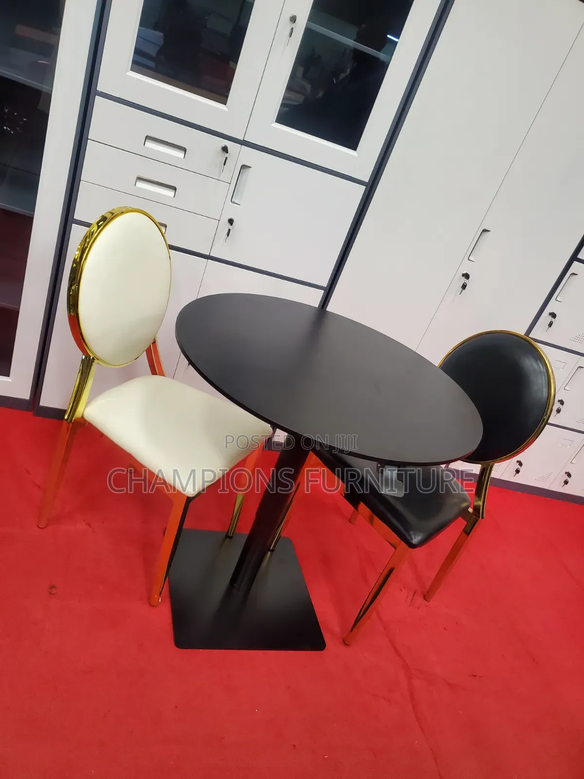 Adjustable Black Table and Medallion Chairs