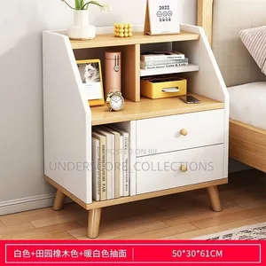 Modern Minimalist Bedside Drawers-Mix of Beige and White Colour
