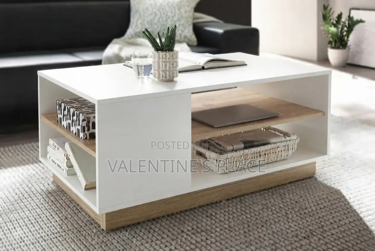 Stylish Modern Living Room Coffee Table With Storage Shelves