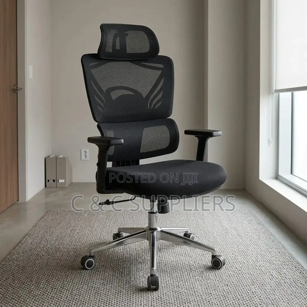 Ergonomic Orthopedic Black Mesh Chair.