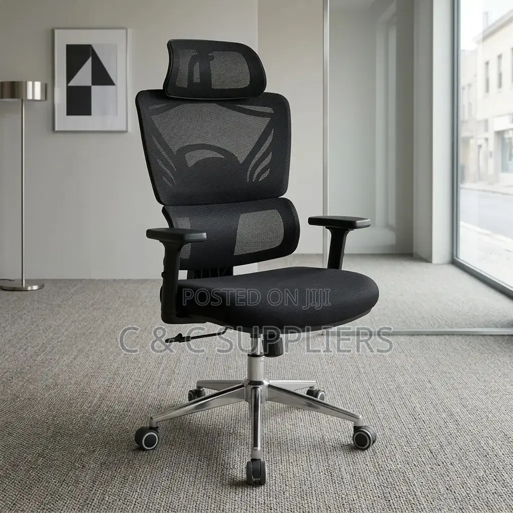 Ergonomic Orthopedic Black Mesh Chair.