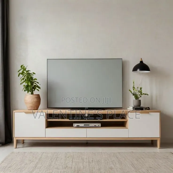 Modern 6-Foot Wooden TV Stand With Storage Space