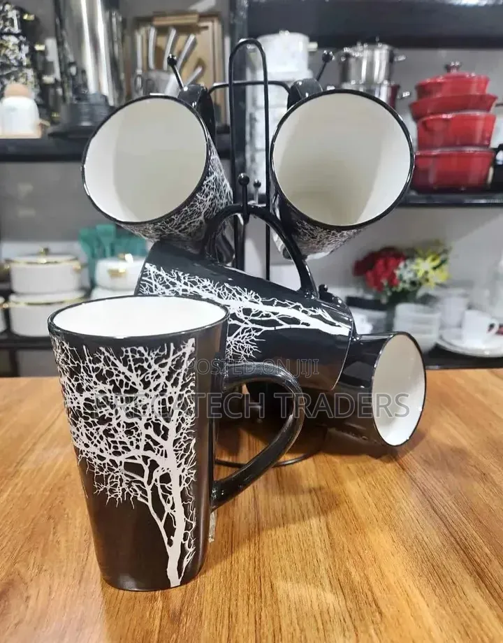 6Pcs Stylish Tree Design Ceramic Mugs Set