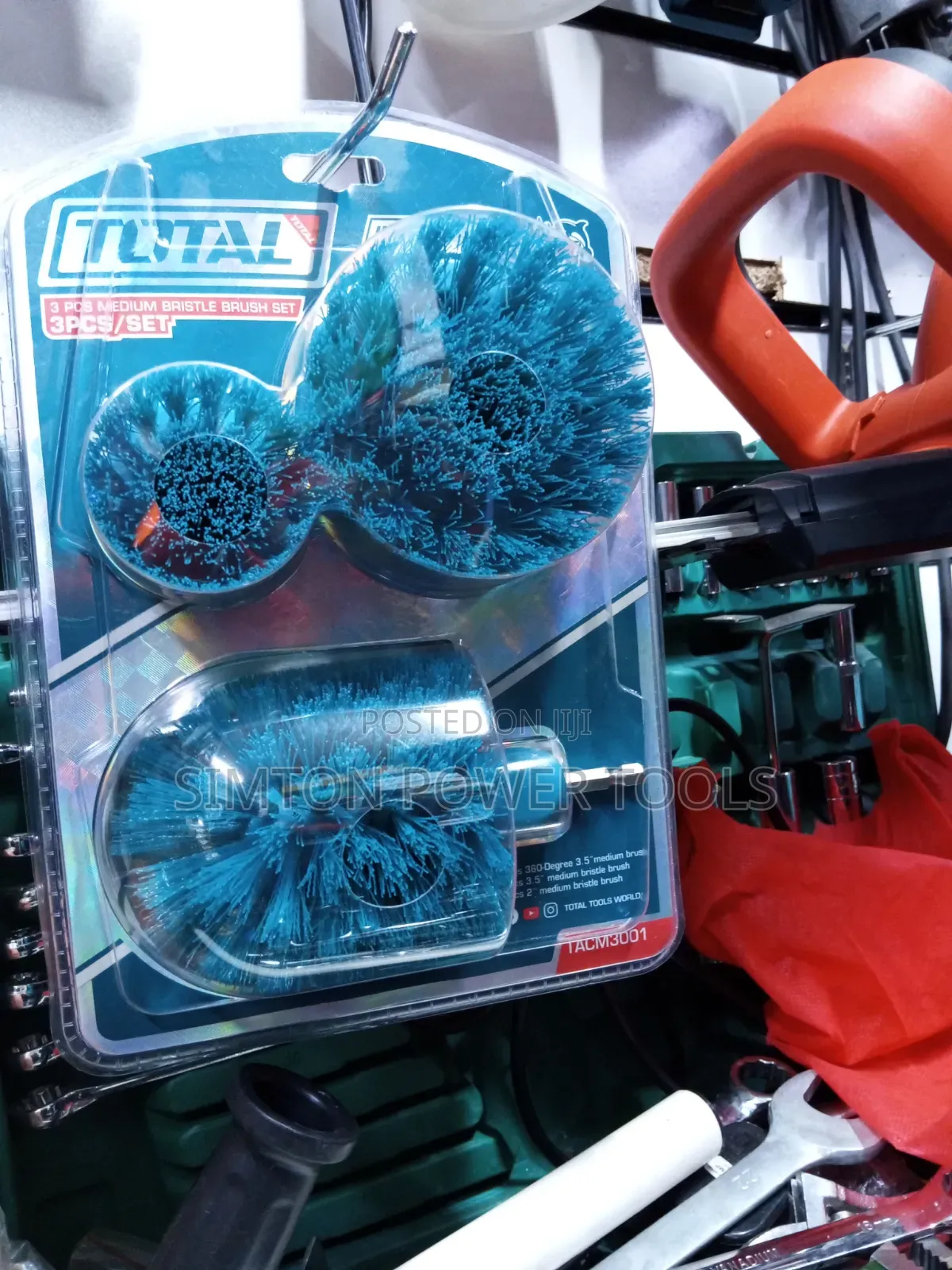 TOTAL Tools 3-Piece Power Scrubber Drill Brush Attachment Kit,.,.,.