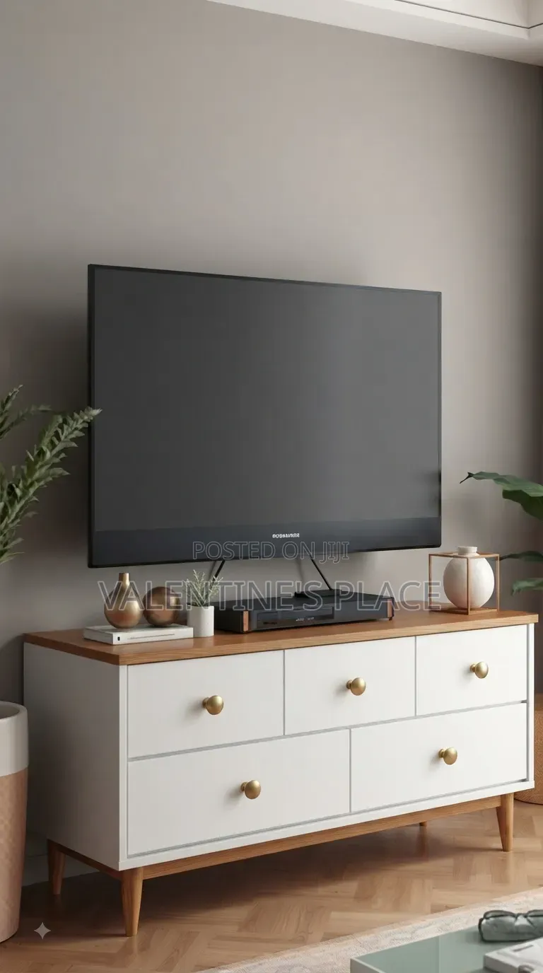Modern Nordic 4ft TV Stand / Media Console With Storage Drawers –