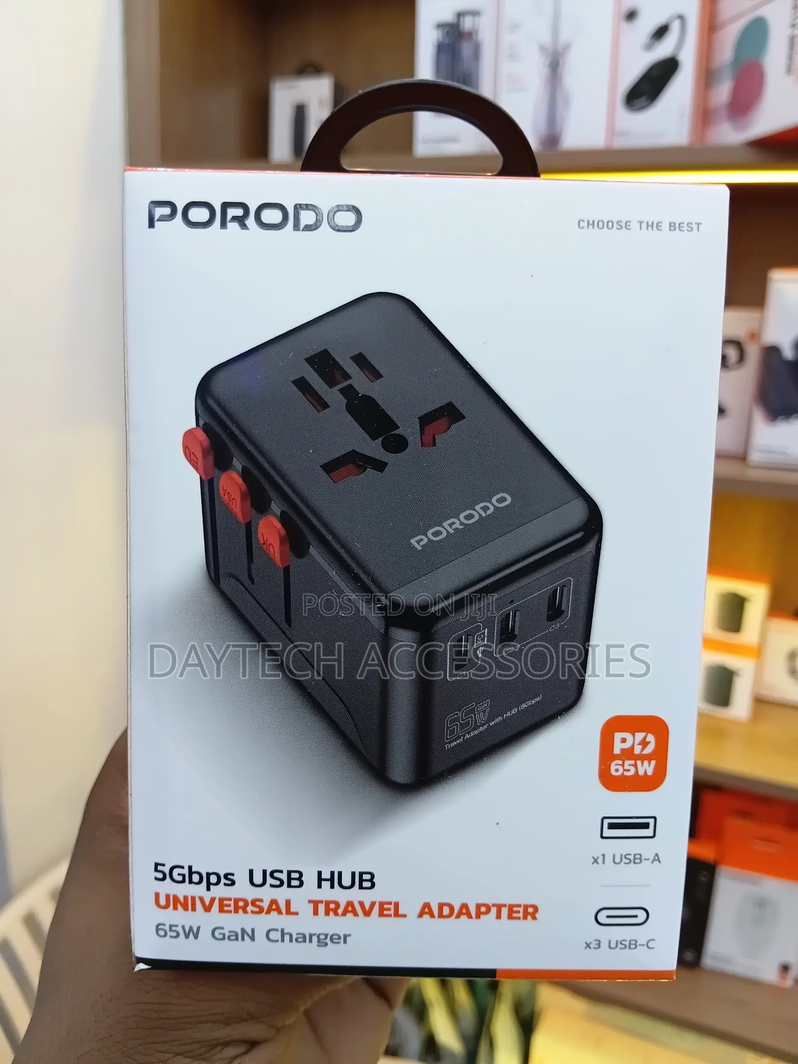 Porodo Universal Travel GaN Quick Charger PD 65W - Black