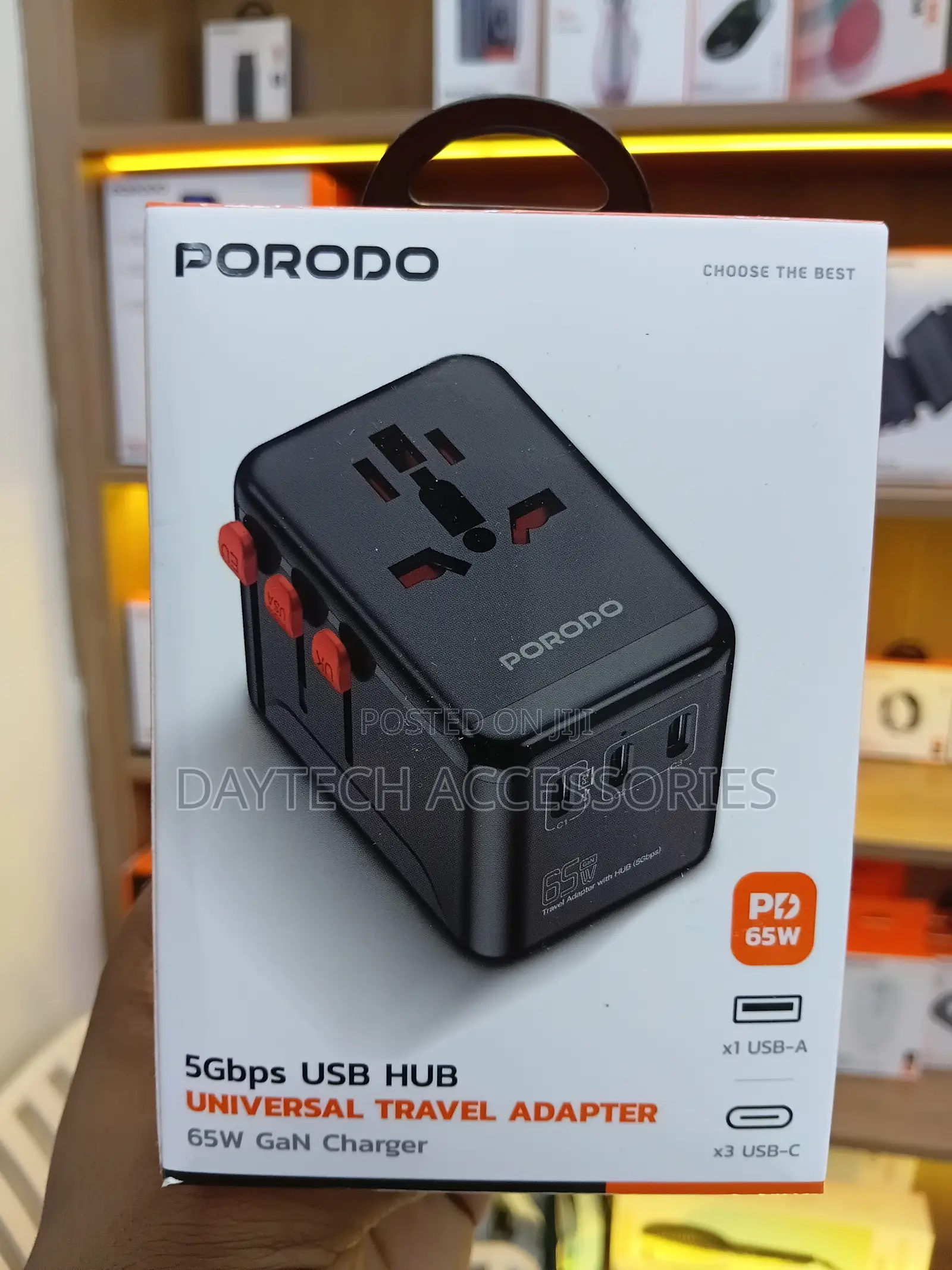Porodo Universal Travel GaN Quick Charger PD 65W - Black