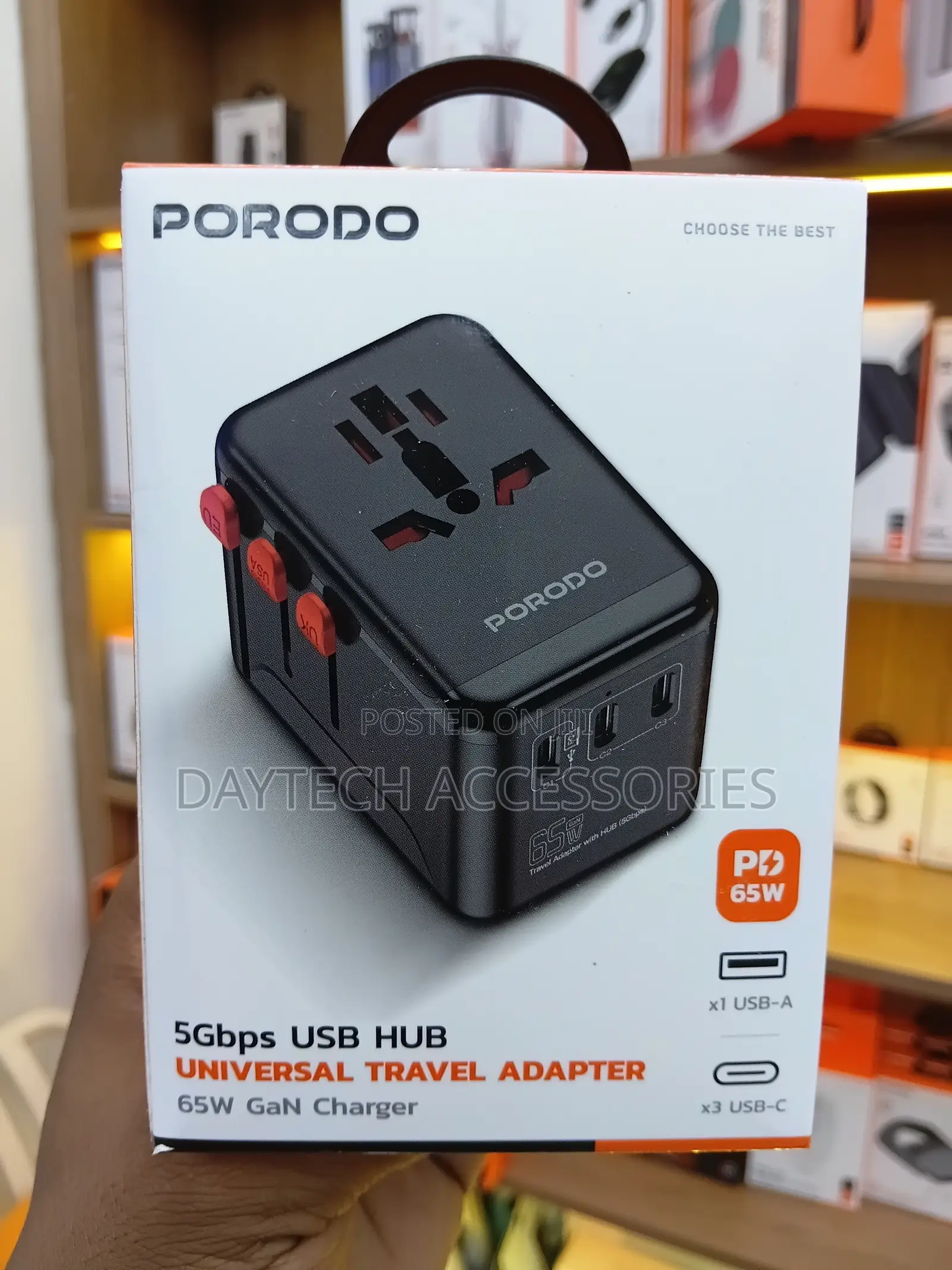 Porodo Universal Travel GaN Quick Charger PD 65W - Black