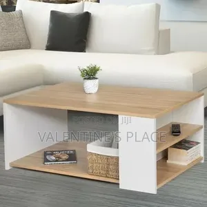 ​Modern Nordic Wooden Coffee Table With Open Shelves – Living Room