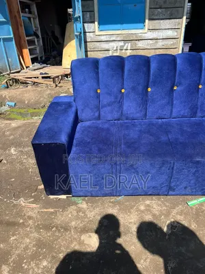 Royal Blue Channel-Tufted 3-Seater Sofa