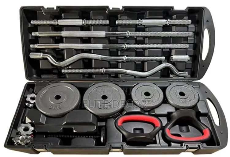 58KG Adjustable Dumbbell, Kettlebell Barbell Set With Carry Case