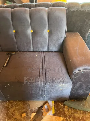 Grey Channel-Tufted Sofa Set With Button Detailing