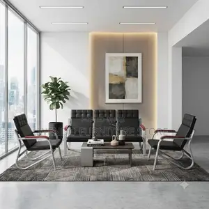 Office Sofa; Five Seaters Reception Leather Made Mane Sofa