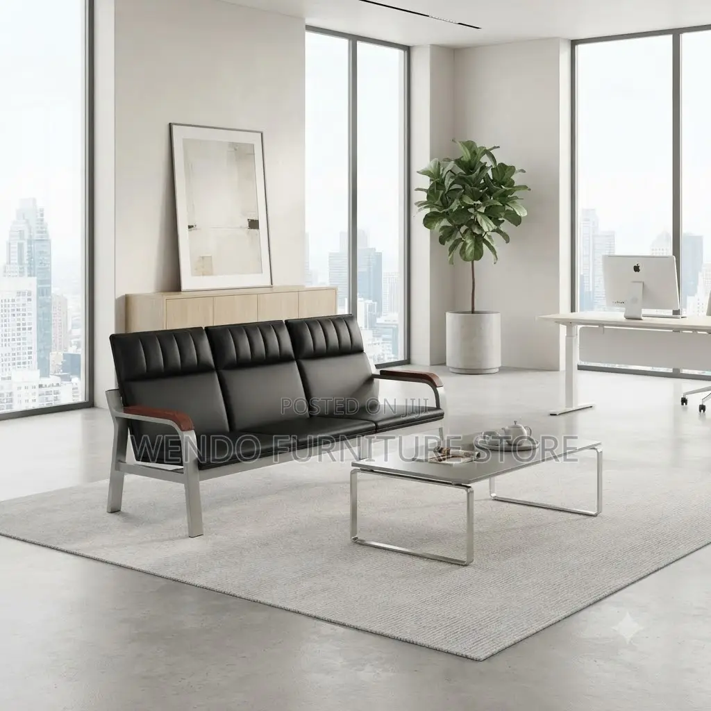 Office Sofa; Five Seaters Reception Leather Made Mane Sofa