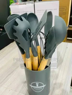 Silicone Cooking Spoons With Bamboo Handles – 12Pcs