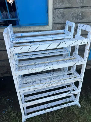 White Splatter-Paint Wooden Shoe Rack – Multi-Tier