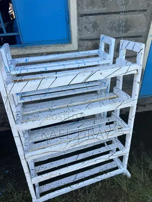 White Splatter-Paint Wooden Shoe Rack – Multi-Tier