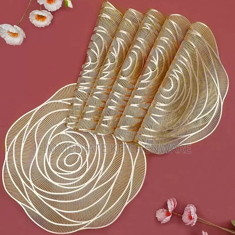 Rose Flower PVC Flower Mats Set of 6