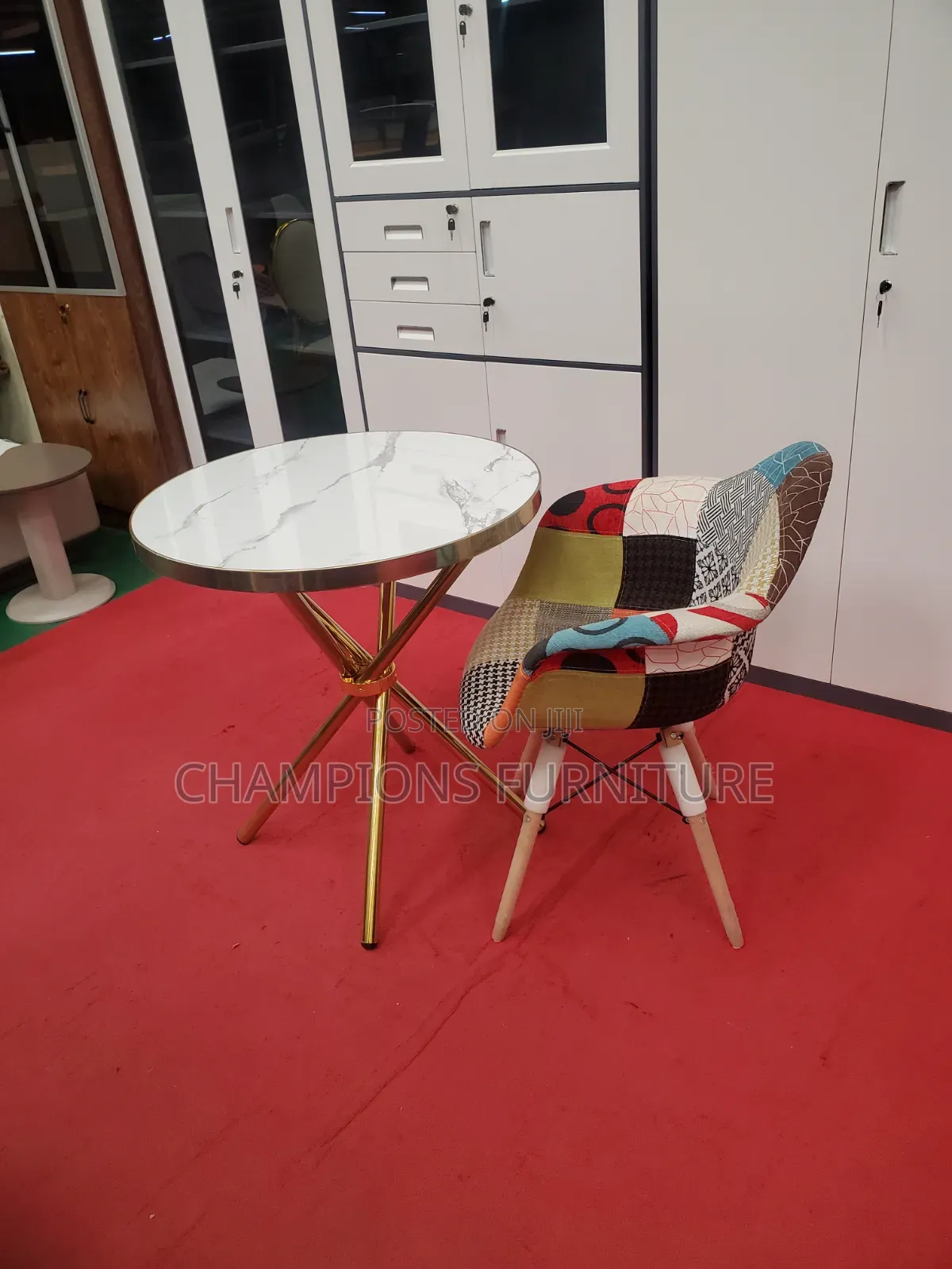 Criss-Cross Base Table and Eames Armchair