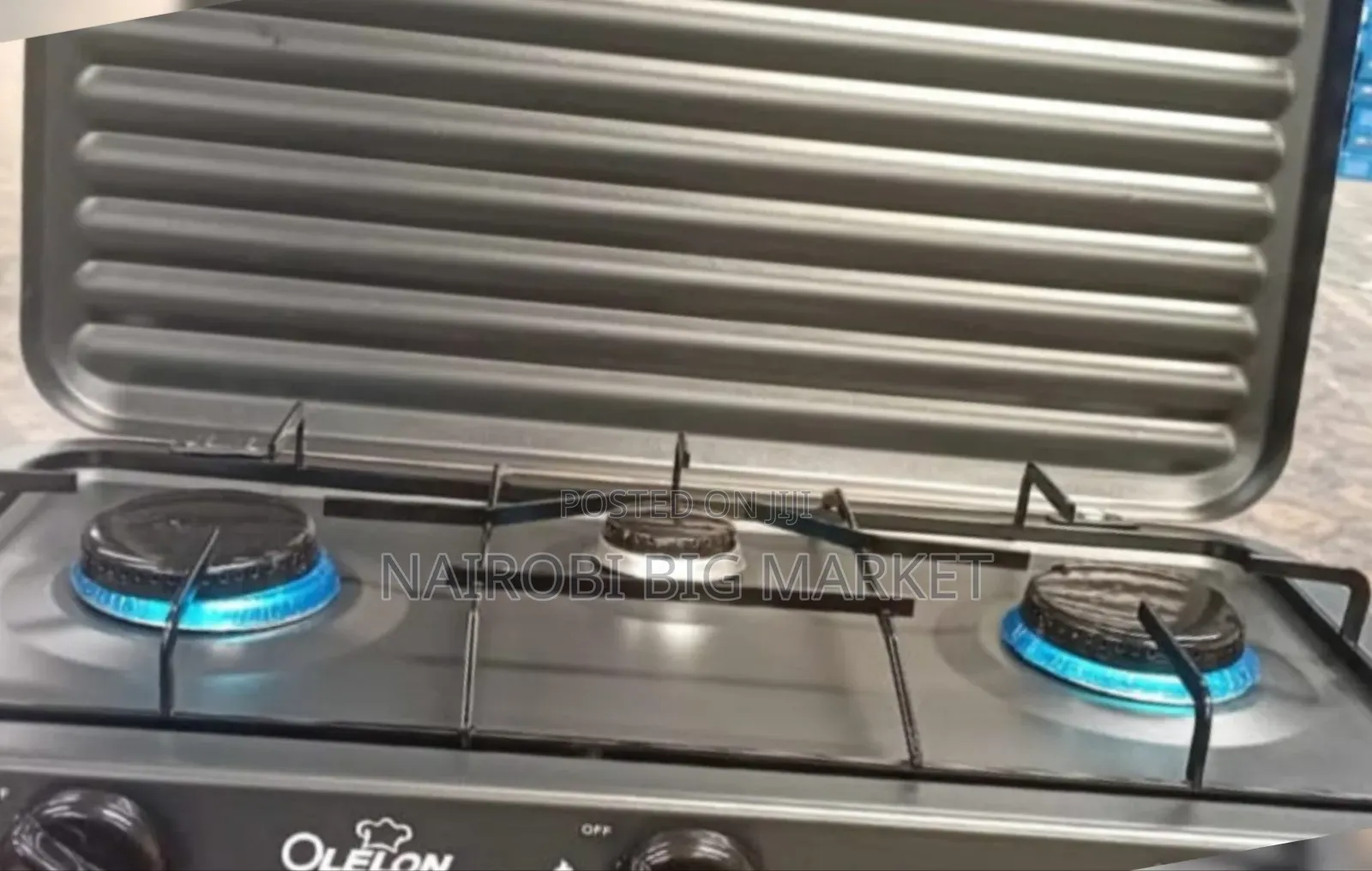 Olelon 3 Burner Gas Stove Cooker With Lid Cover