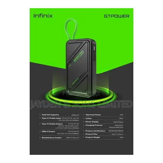 Infinix 20000mah 55w Gt Powerbank