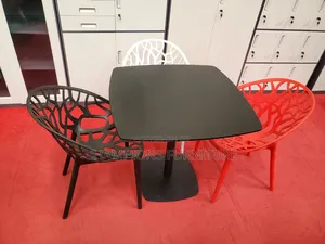 Black Square Table and Tree Chairs Set