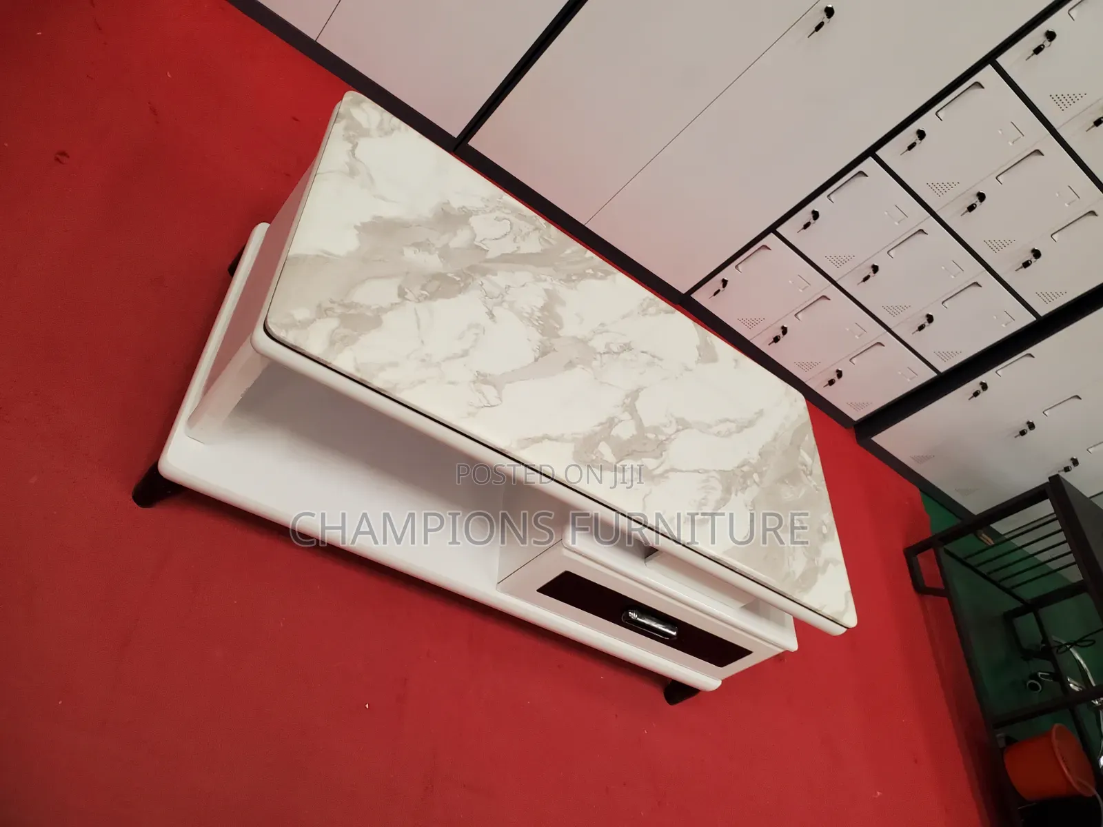 White Modern Marble Top Coffee Table With Storage