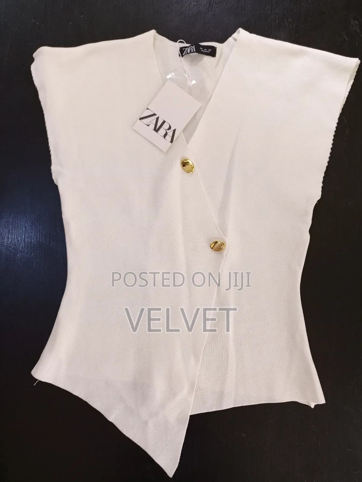 White v Neck Asymetrical Sweater Top