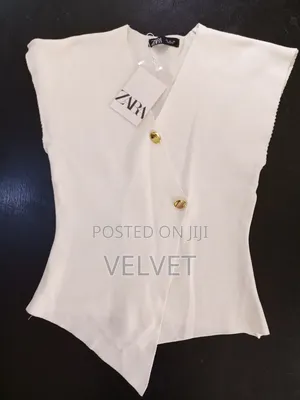 White v Neck Asymetrical Sweater Top