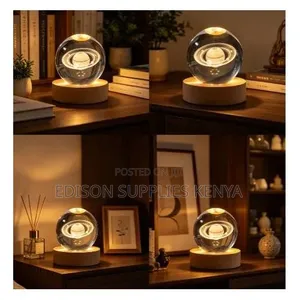 3D Crystal Ball Night Light LED RGB Colour Ambient Lamp Home Decor