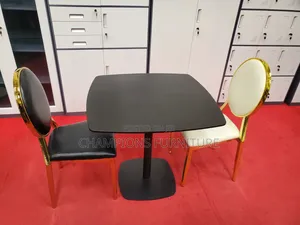 Black Square Table and Medallion Chairs Set