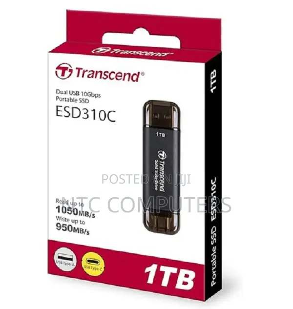Transcend 1TB Portable SSD, ESD310C, USB 10Gbps With Type-C and Type-A