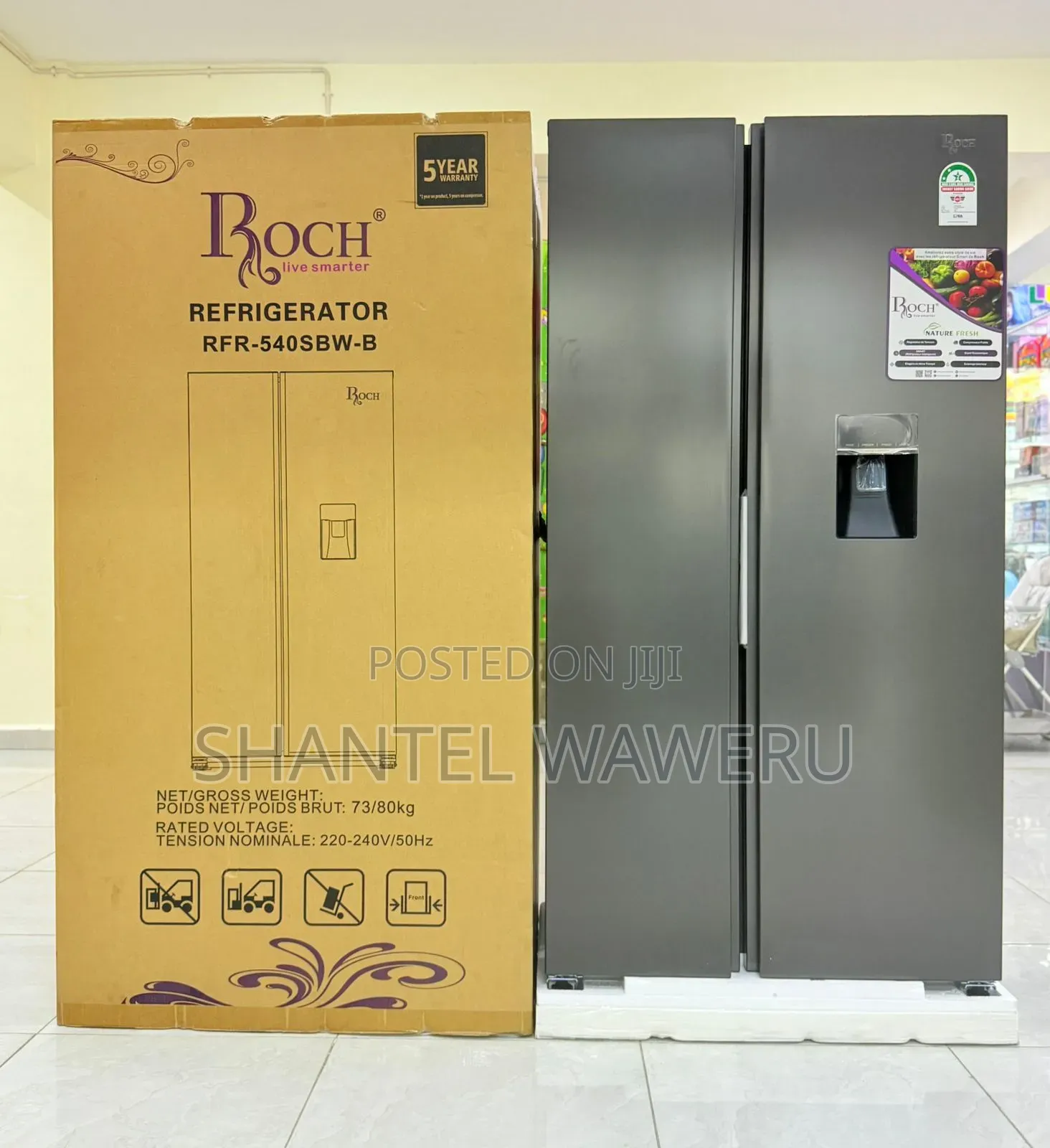 Roch Side by Side 439litres aRFR-540SBW-B Refrigerator