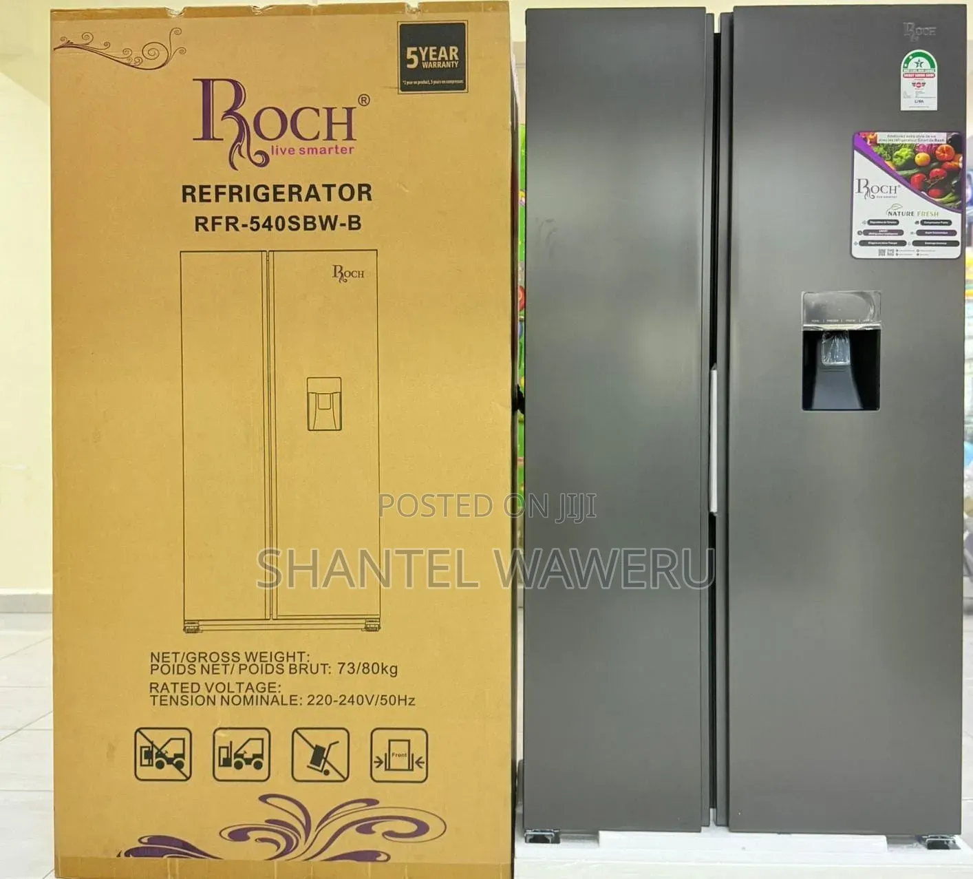 Roch Side by Side 439litres aRFR-540SBW-B Refrigerator